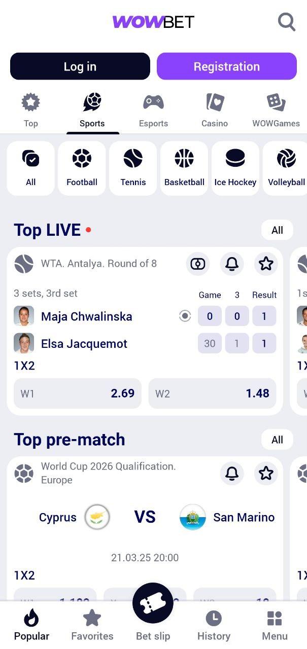 wowbet новичкам